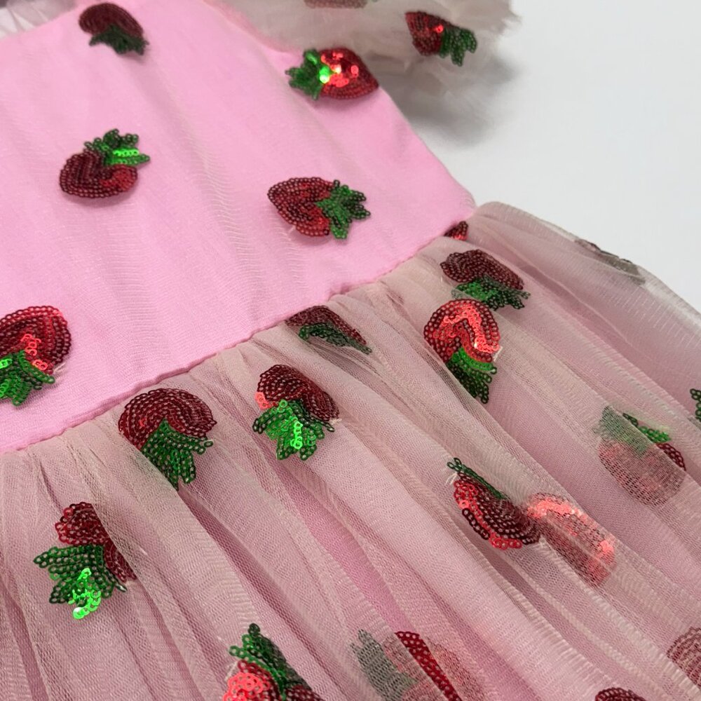 Lola + The Boys Strawberry Sequin Tulle Dress Size 8 - Picture 5 of 11